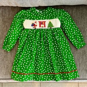 Viva La Fête 18m Christmas Smocked Polka Dot Dress